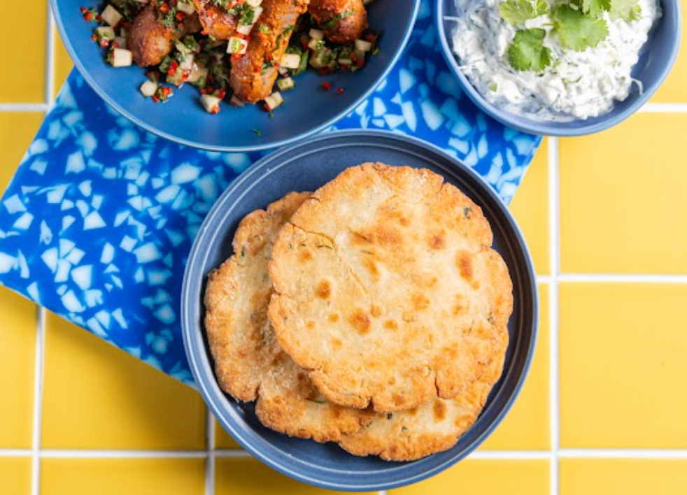 Sausages with Gluten Free Garlic Naan