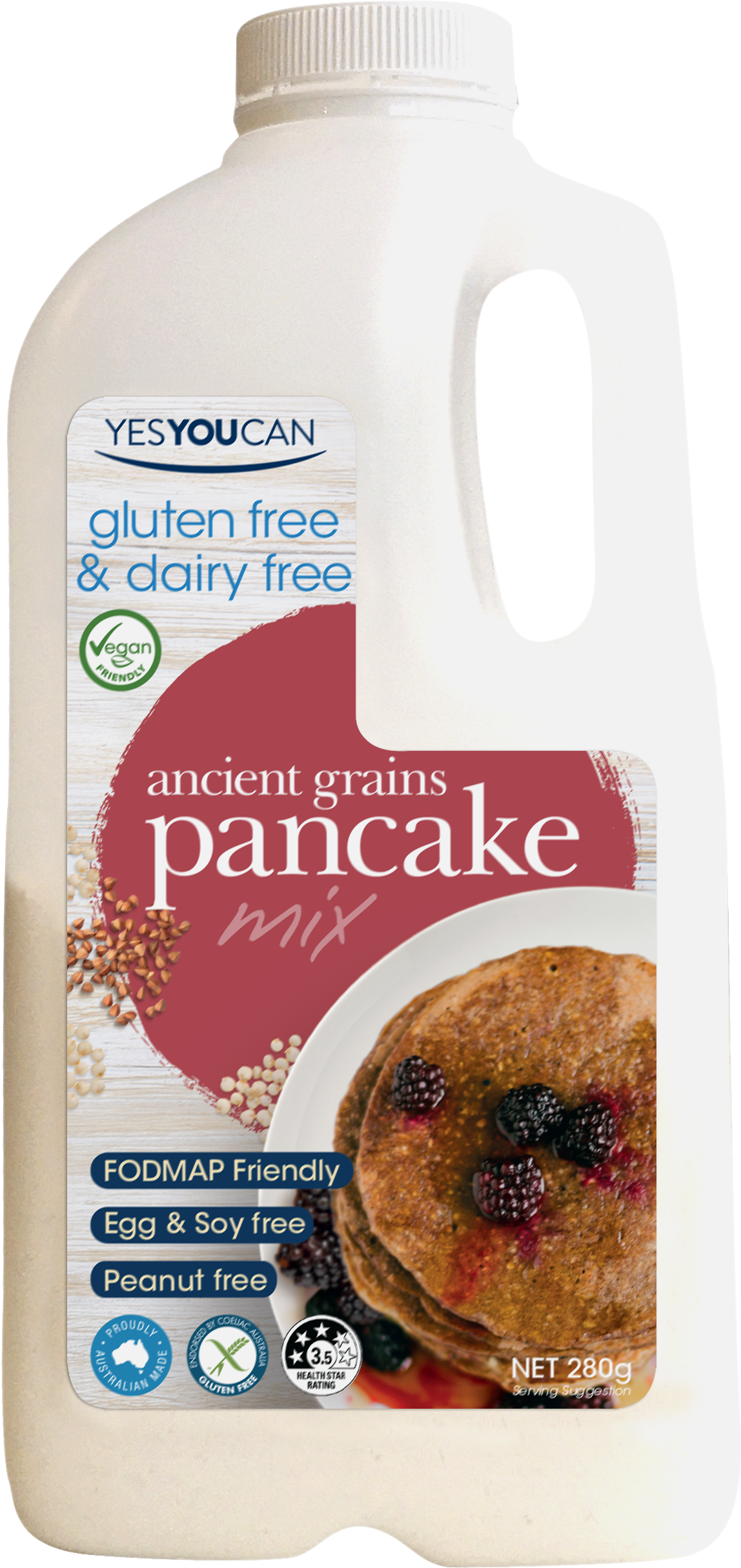  ancient grain pancake gluten free yesyoucan front image product photo vegan dairy free egg free