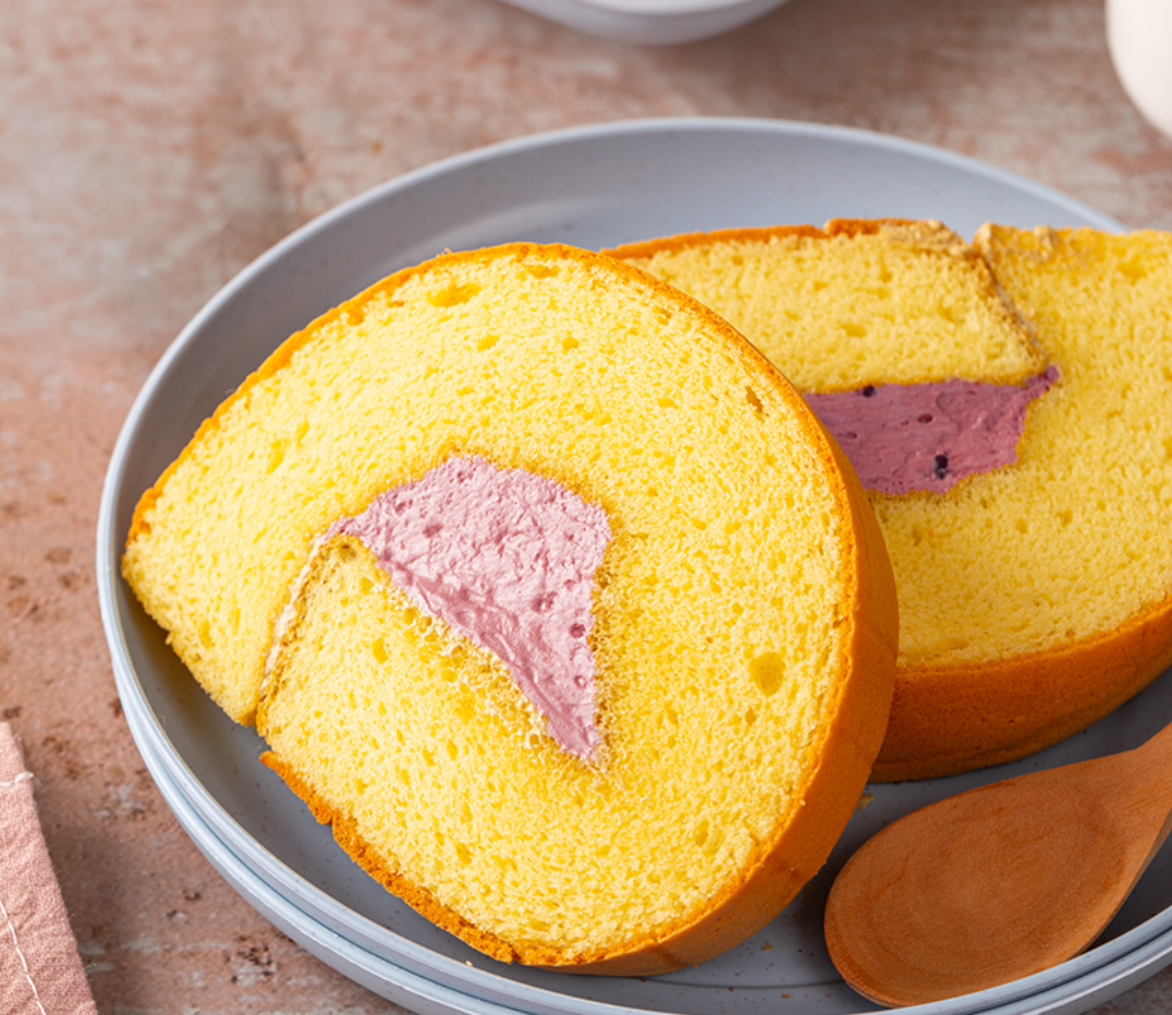 Golden Butter Rolled Sheet Cake with Strawberry Crème Filling