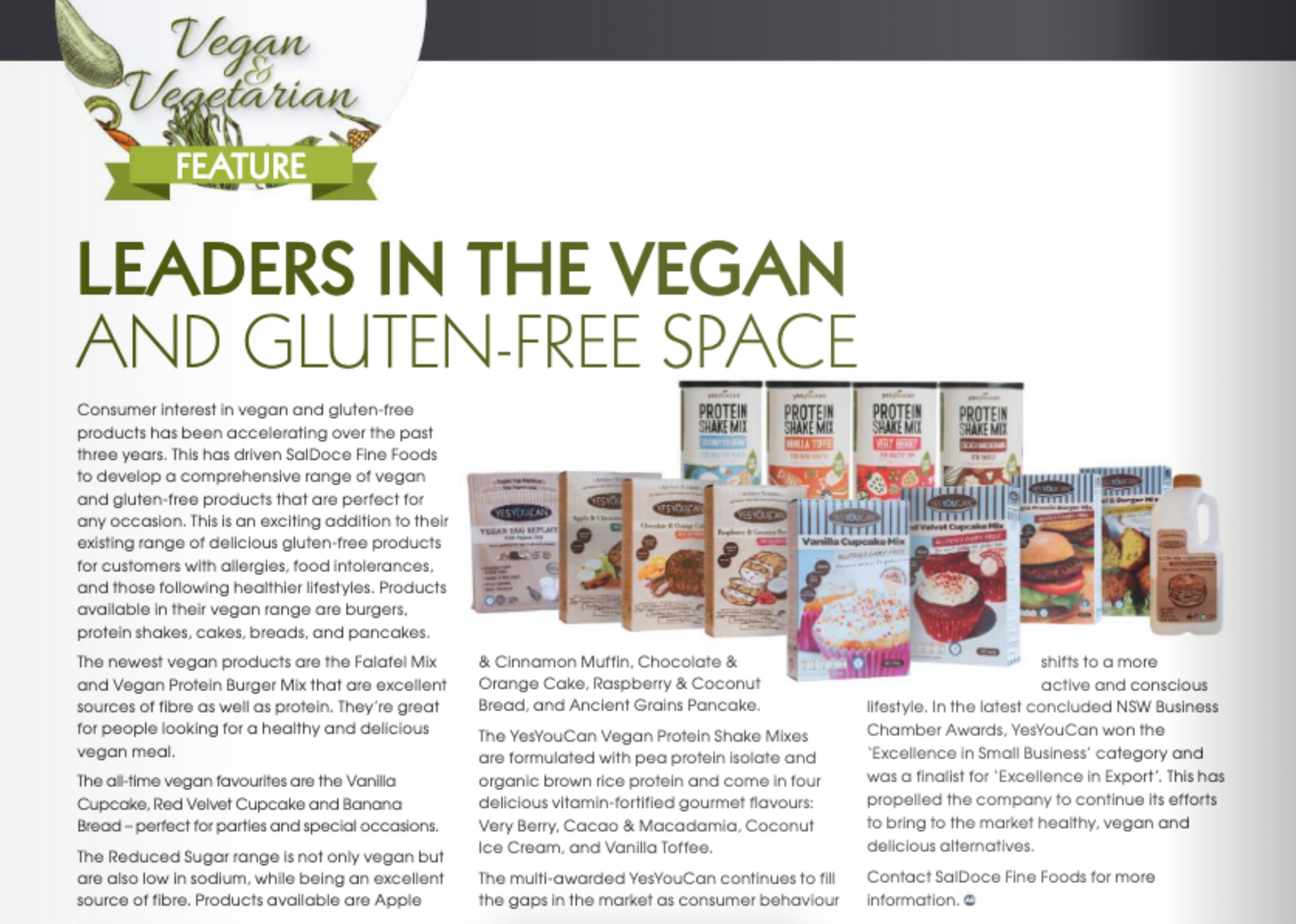 australia retailer yesyoucan feature saldoce fine foods gluten free vegan vegetarian feature cake cupcake bread pancake leader