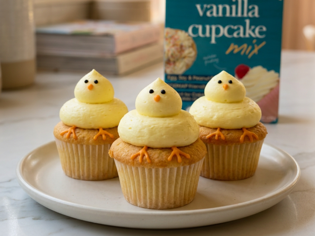 Easter Chick Vanilla Cupcakes
