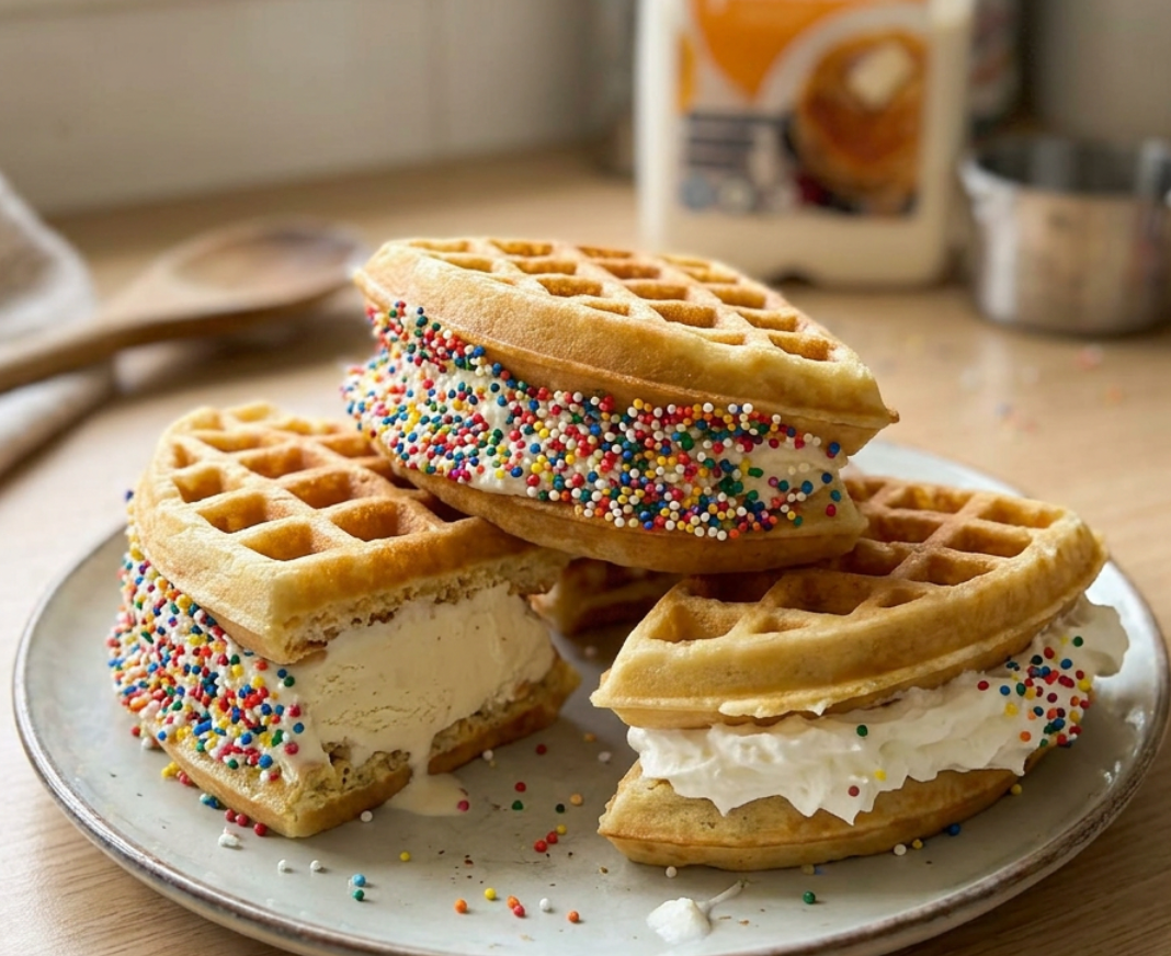 Sprinkle Waffle Sandwiches