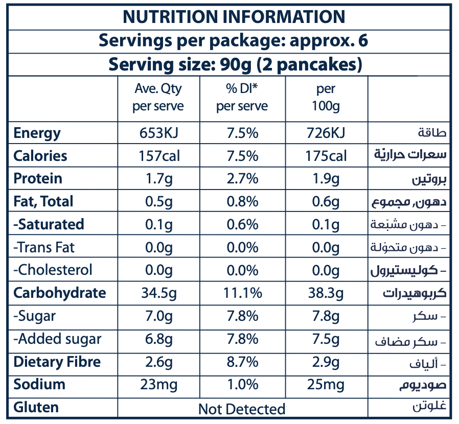 ancient grain pancake gluten free yesyoucan nutritional information panel product photo vegan dairy free egg free