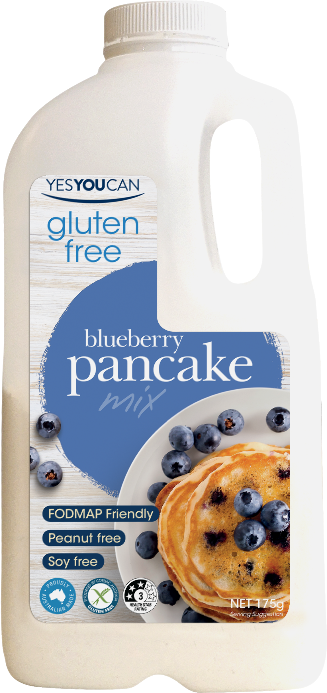 blueberry pancake gluten free yesyoucan front image product photo made in australia