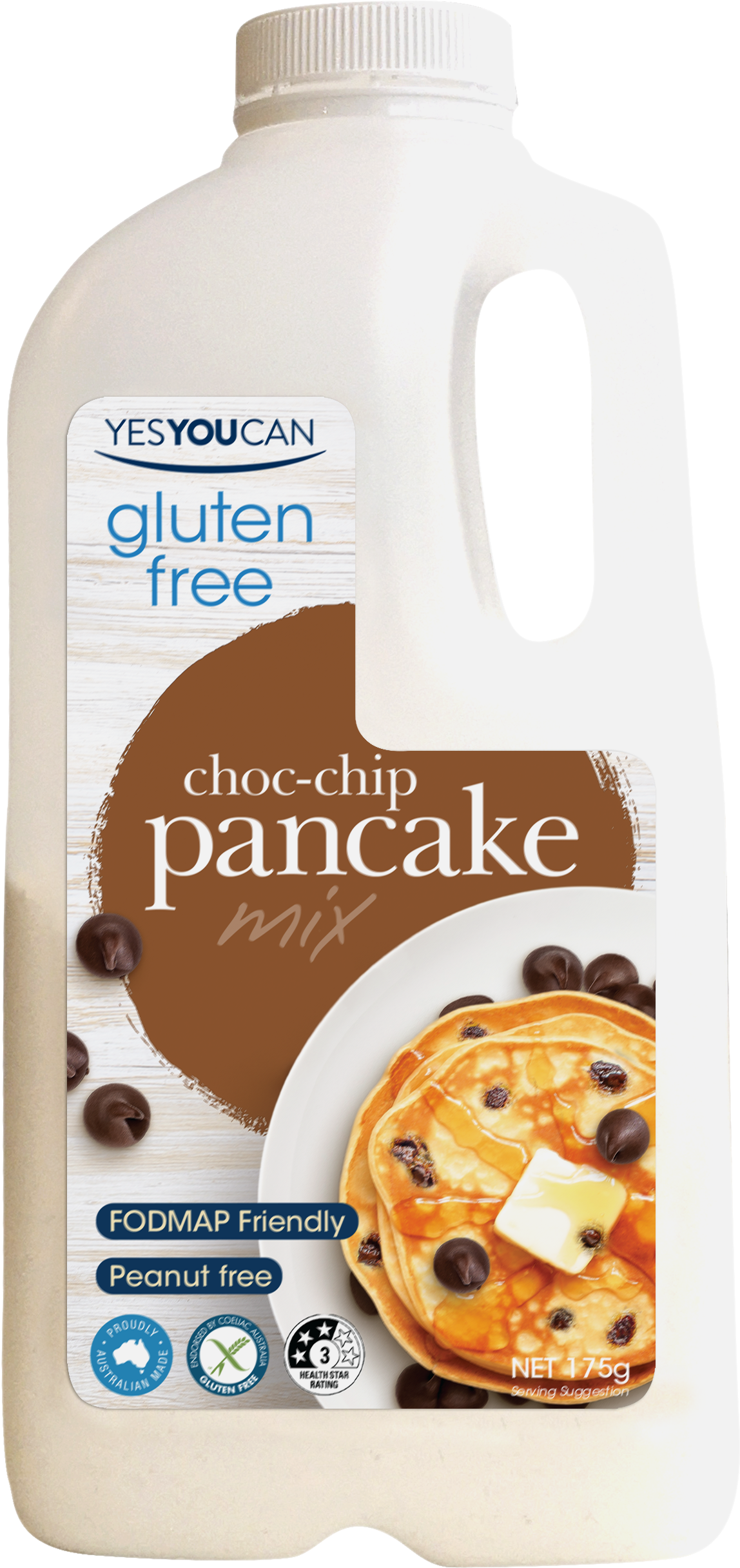 chocolate chip pancake gluten free yesyoucan front image product photo