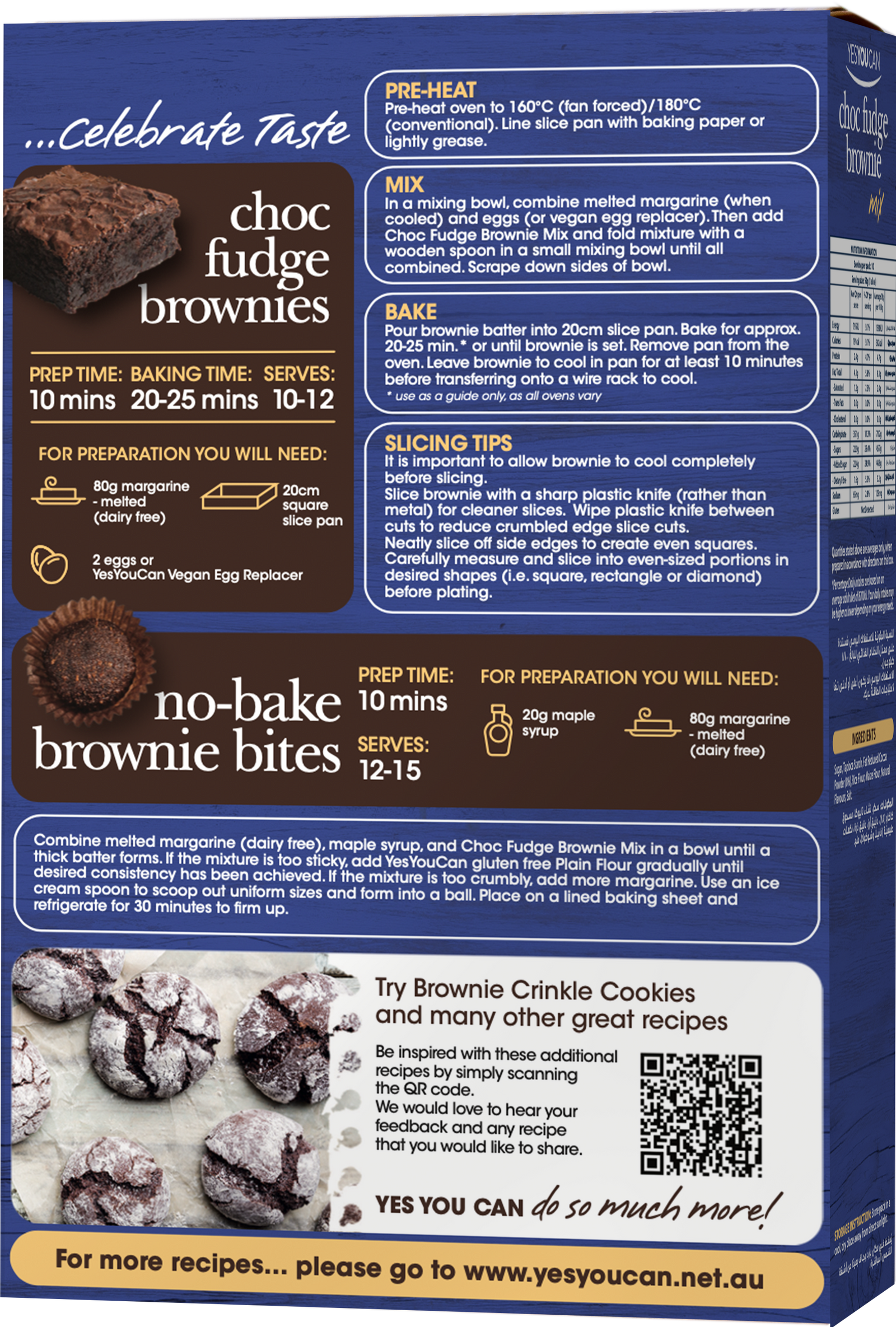 choc fudge brownie yesyoucan australia vegan gluten free dairy egg soy peanut free low fodmap mix baking