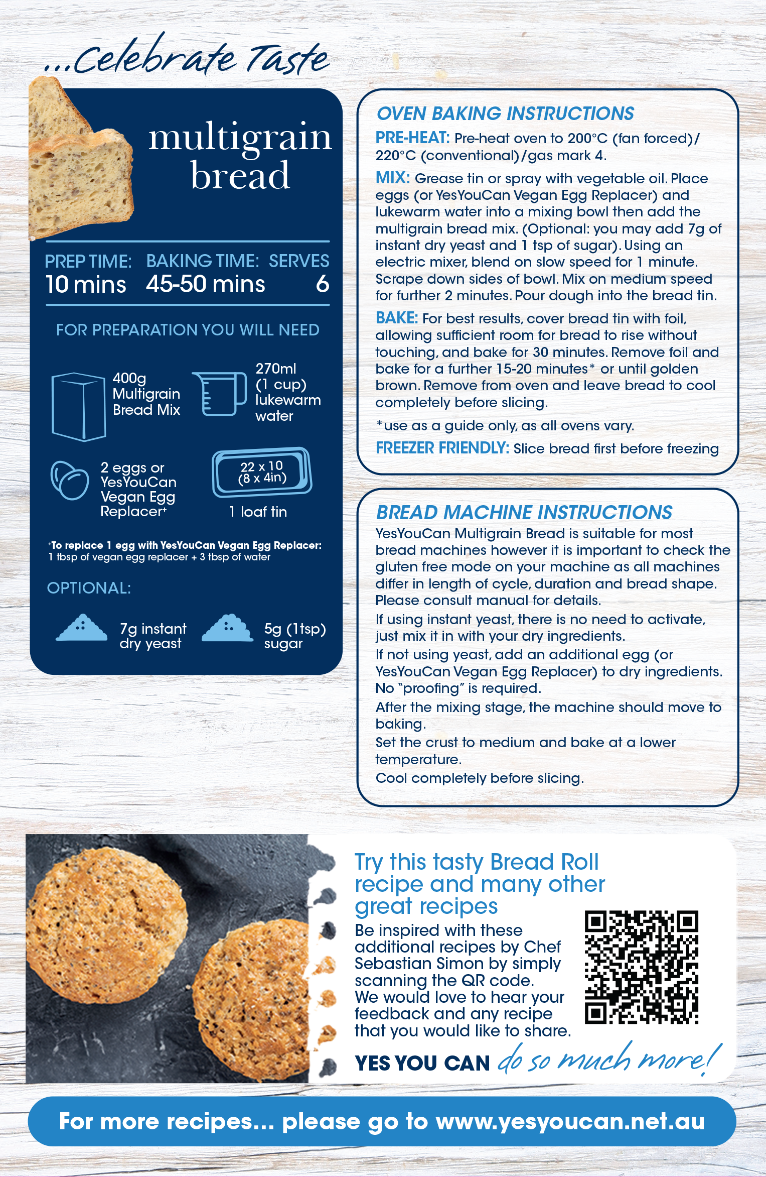 yesyoucan australia multigrain bread gluten free fibre protein egg soy peanut free