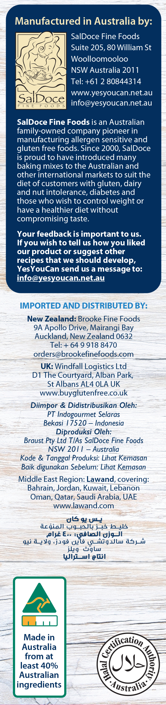 yesyoucan australia multigrain bread gluten free fibre protein egg soy peanut free