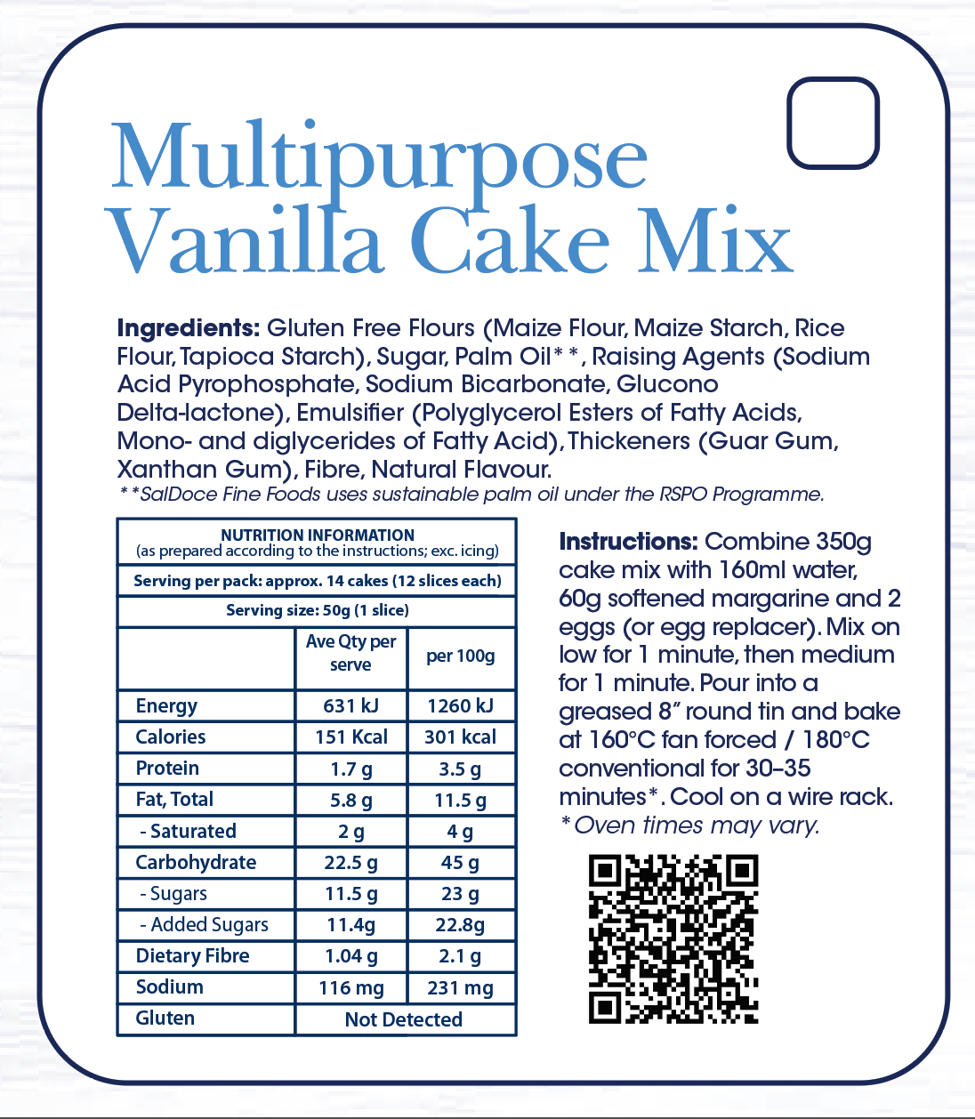 Vanilla Multipurpose Cake Mix 5kg