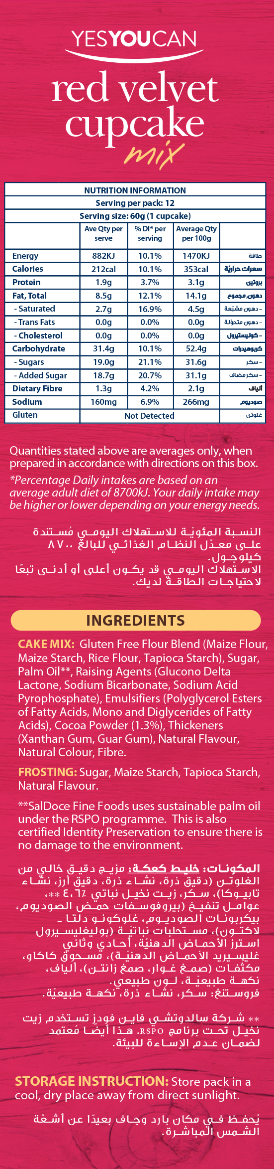 yesyoucan australia gluten free baking dairy fibre saturated fats vegan red velvet cupcake cake slice