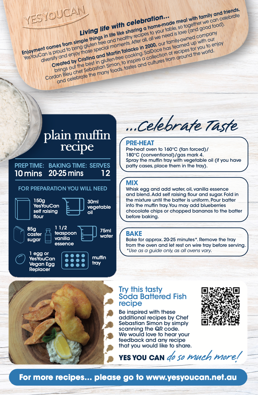 yesyoucan australia gluten free dairy free self raising flour baking mix fodmap friendly fibre 