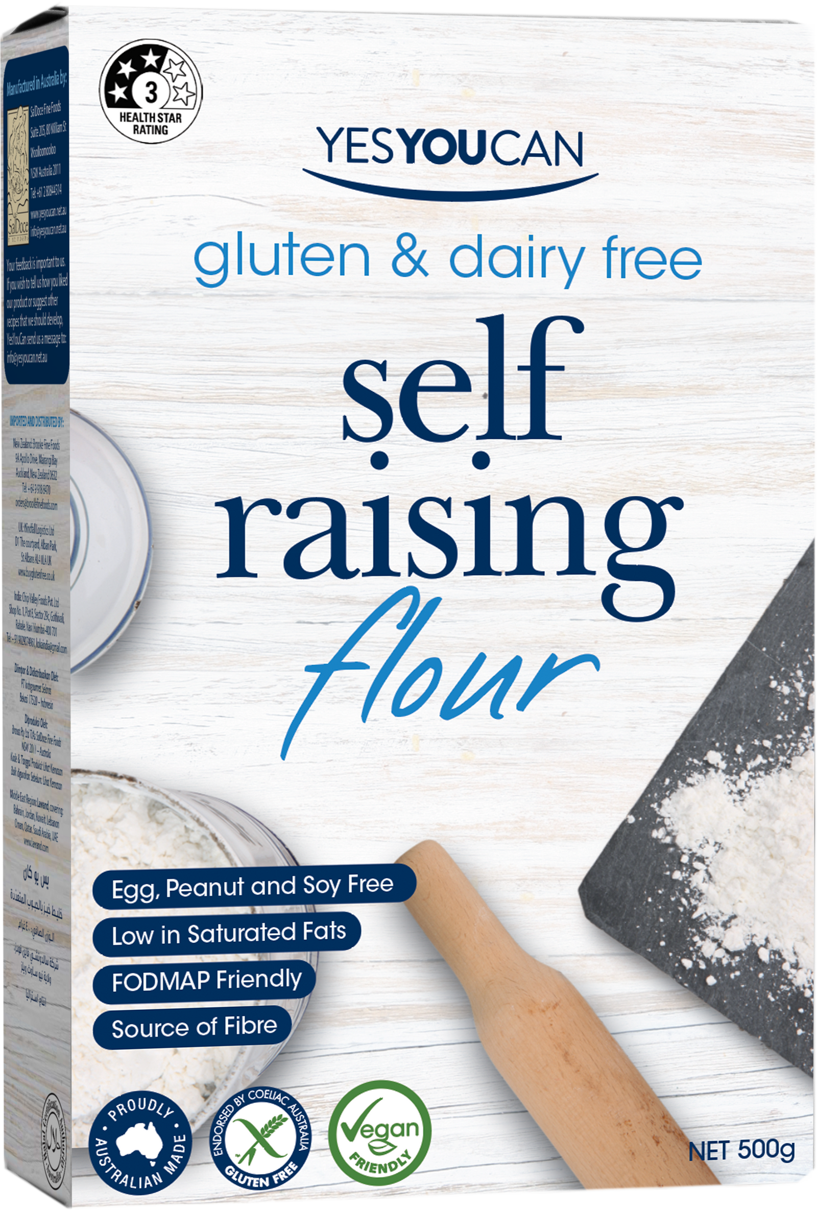 yesyoucan australia gluten free dairy free self raising flour baking mix fodmap friendly fibre 