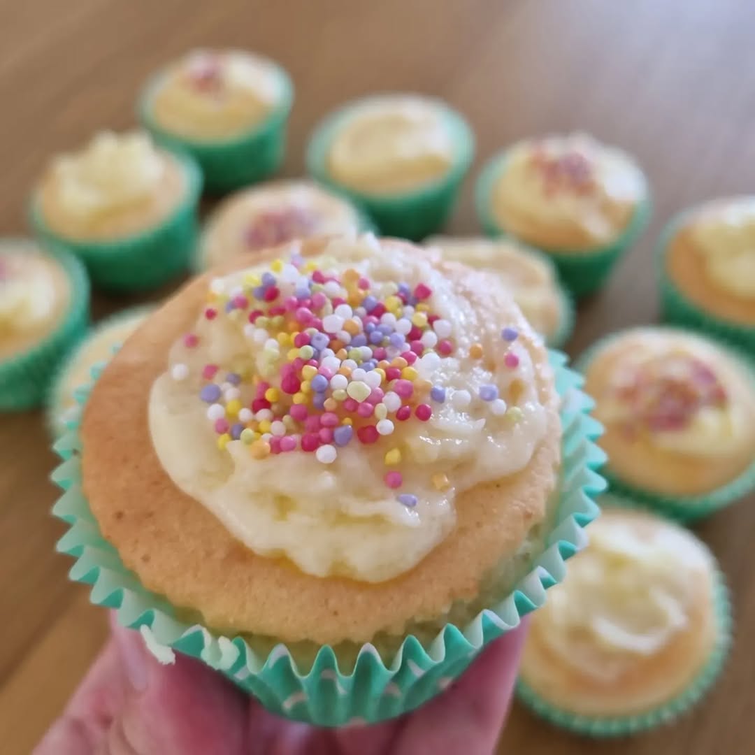 vanilla cupcake with sprinkles