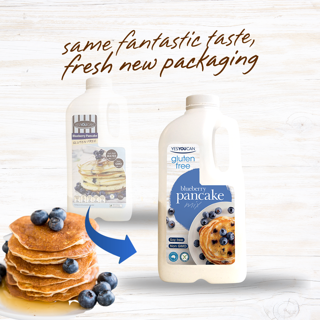  blueberry pancake gluten free yesyoucan front image product photo made in australia new packaging old