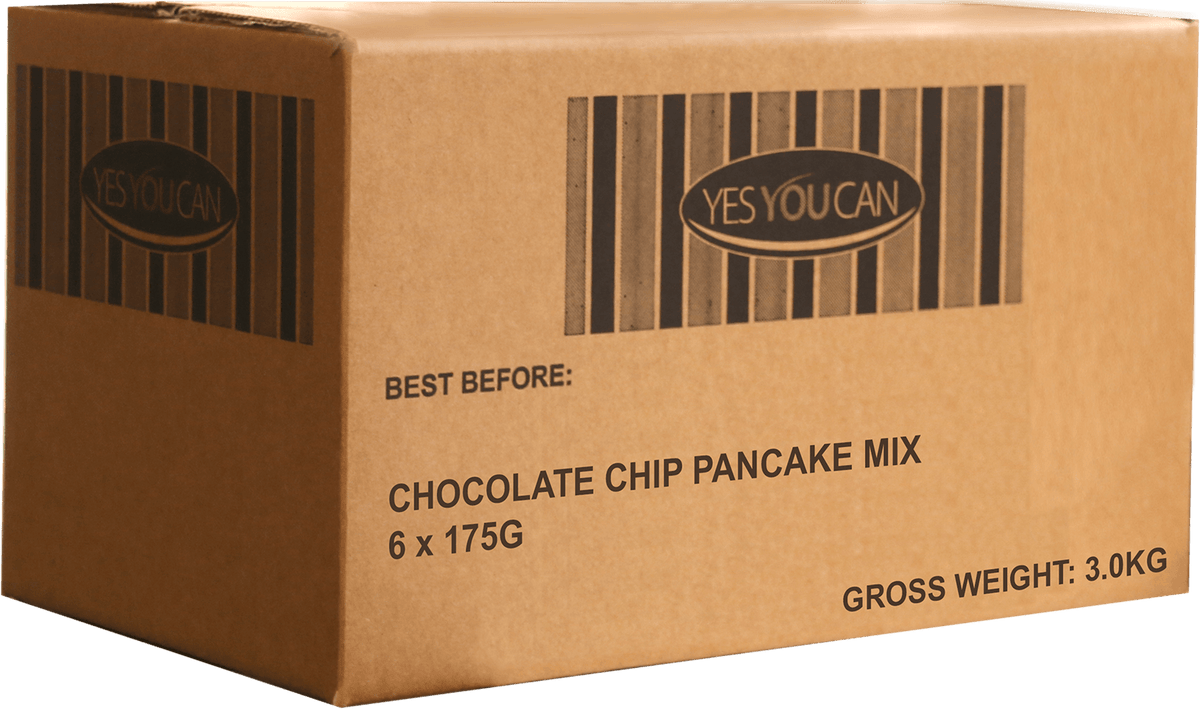 chocolate chip pancake gluten free yesyoucan front image product photo made in australia box of 6 bulk group