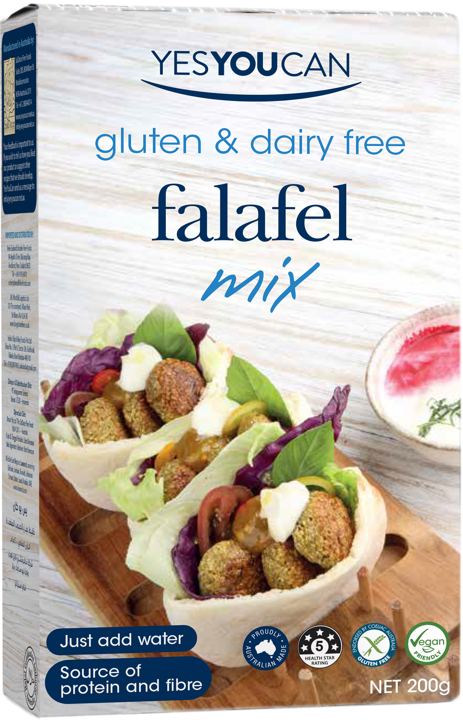 yesyoucan australia falafel gluten dairy free vegan fibre protein